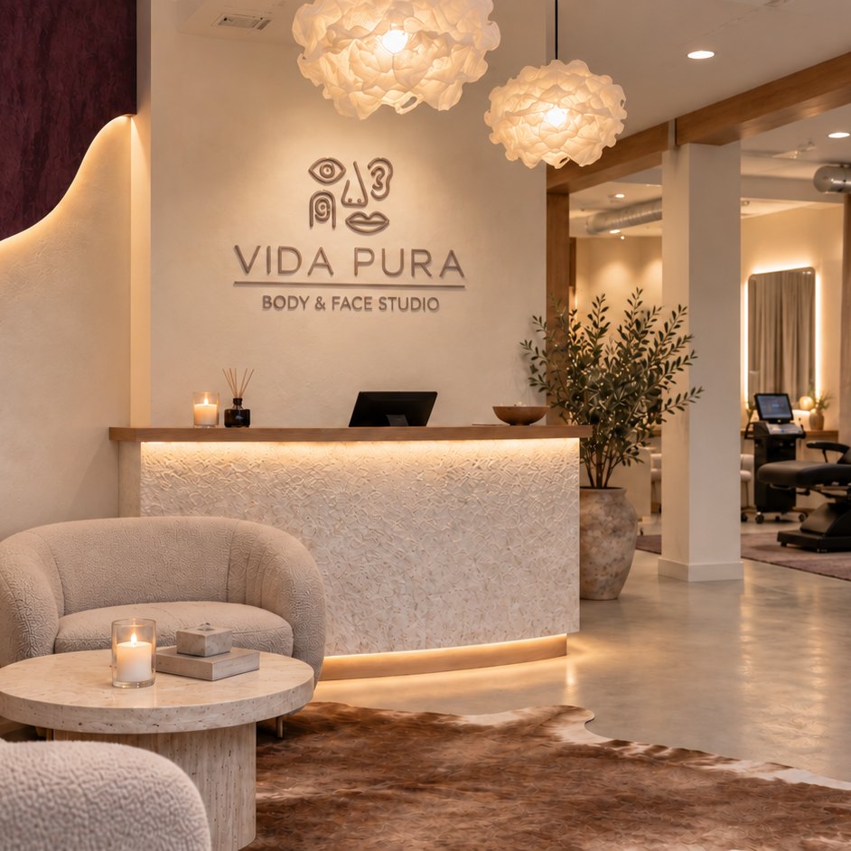 Recepce VIDA PURA Body & Face Studia s logem značky